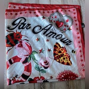 GUCCI L' AVEUGLE PAR AMOUR Red Snake Butterfly SILK Scarf ITALY
